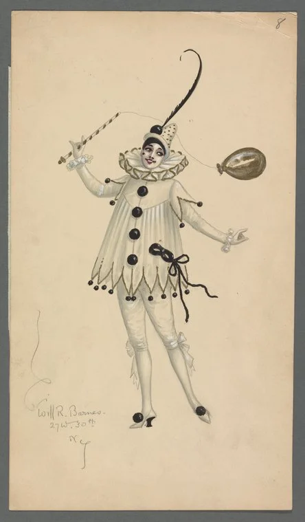 pierrot drawing, Will R Barnes