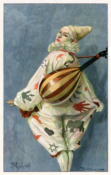 pierrot with instrument painting, 1897