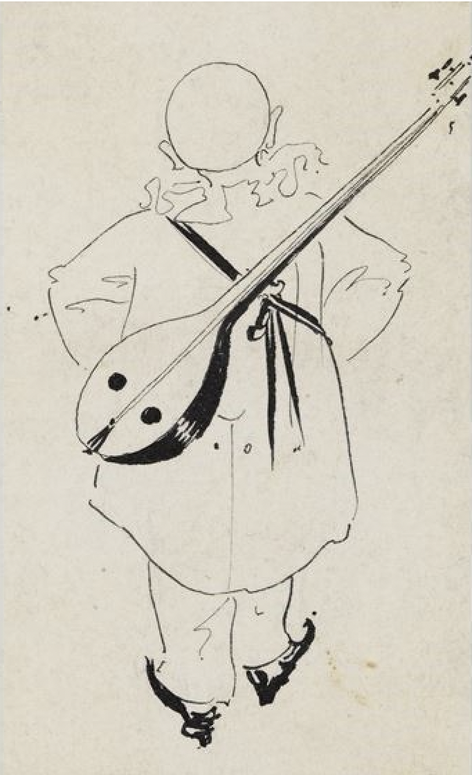 pierrot with mandolin, Aubrey Beardsley, 1872-1898
