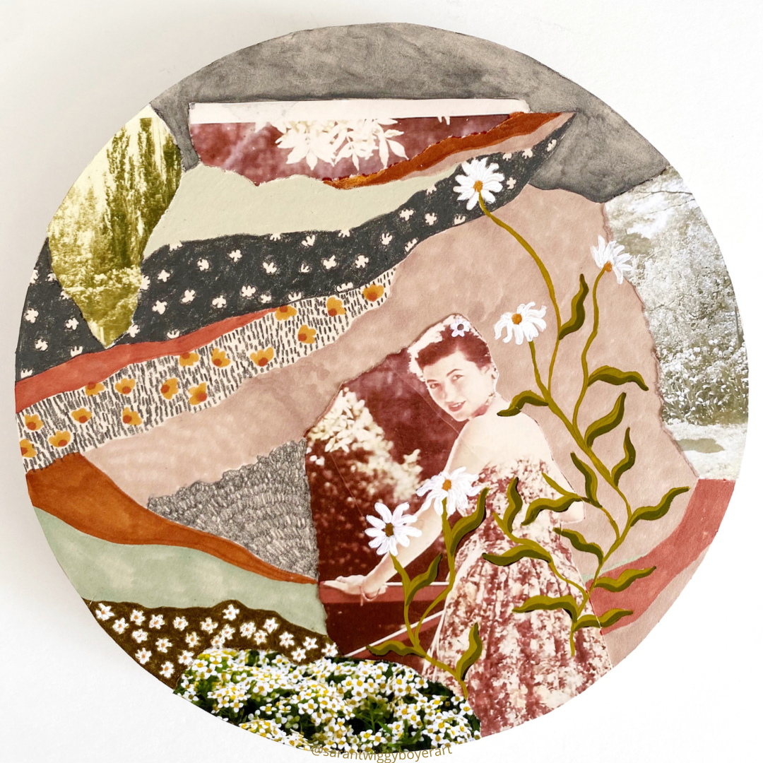 "Patricia Louise Among the Chamomille Flowers"; 8" Diameter; 2021