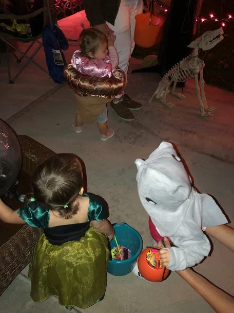 Izzy, then Kennedi dressed as a shark, and Maysen dressed as an ice cream cone!