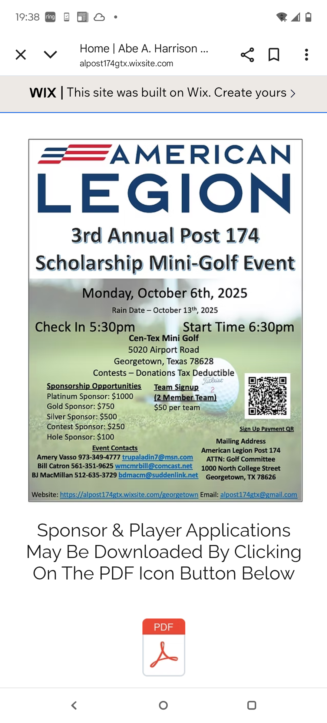 American Legion Post 174 Annual Scholarship Mini-Golf Event