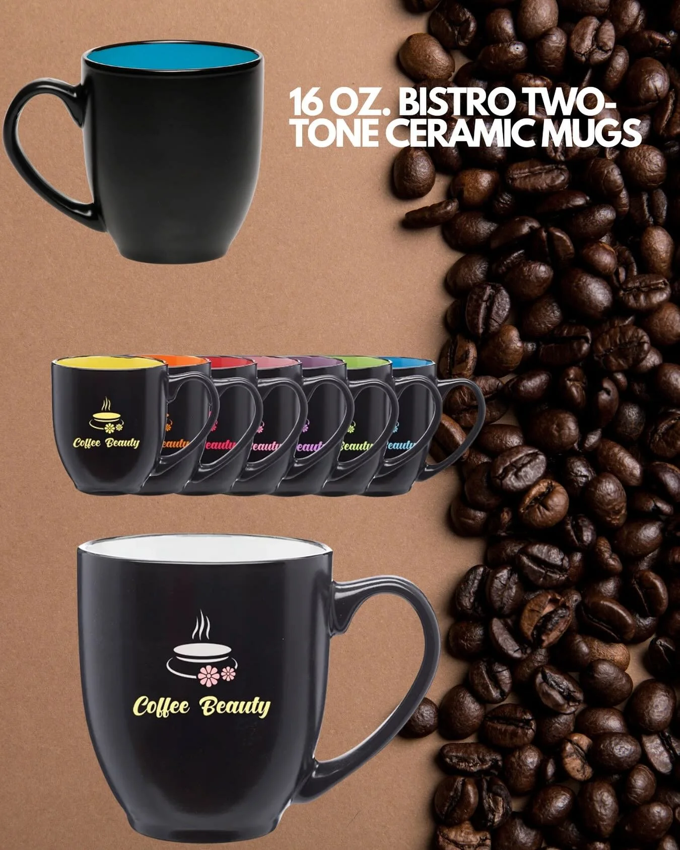 16 OZ. BISTRO TWO-TONE CERAMIC MUG
Get your business brewing with our 16 oz. Bistro Two-Tone Ceramic Mug.

Perfect for trade shows, gift shops, cafes, or corporate giveaways, this classic bistro mug is made for everyday use and maximum brand impact. 