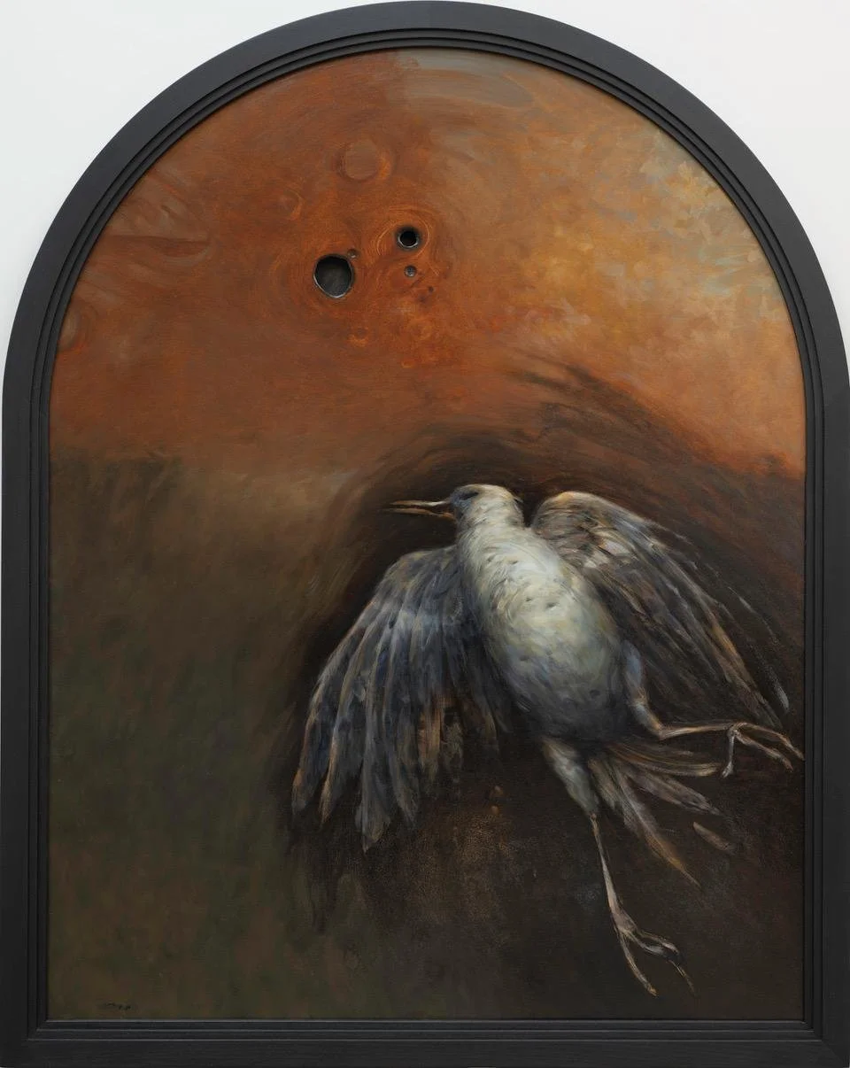 False, 2024, oil on panel, 50 x 40"