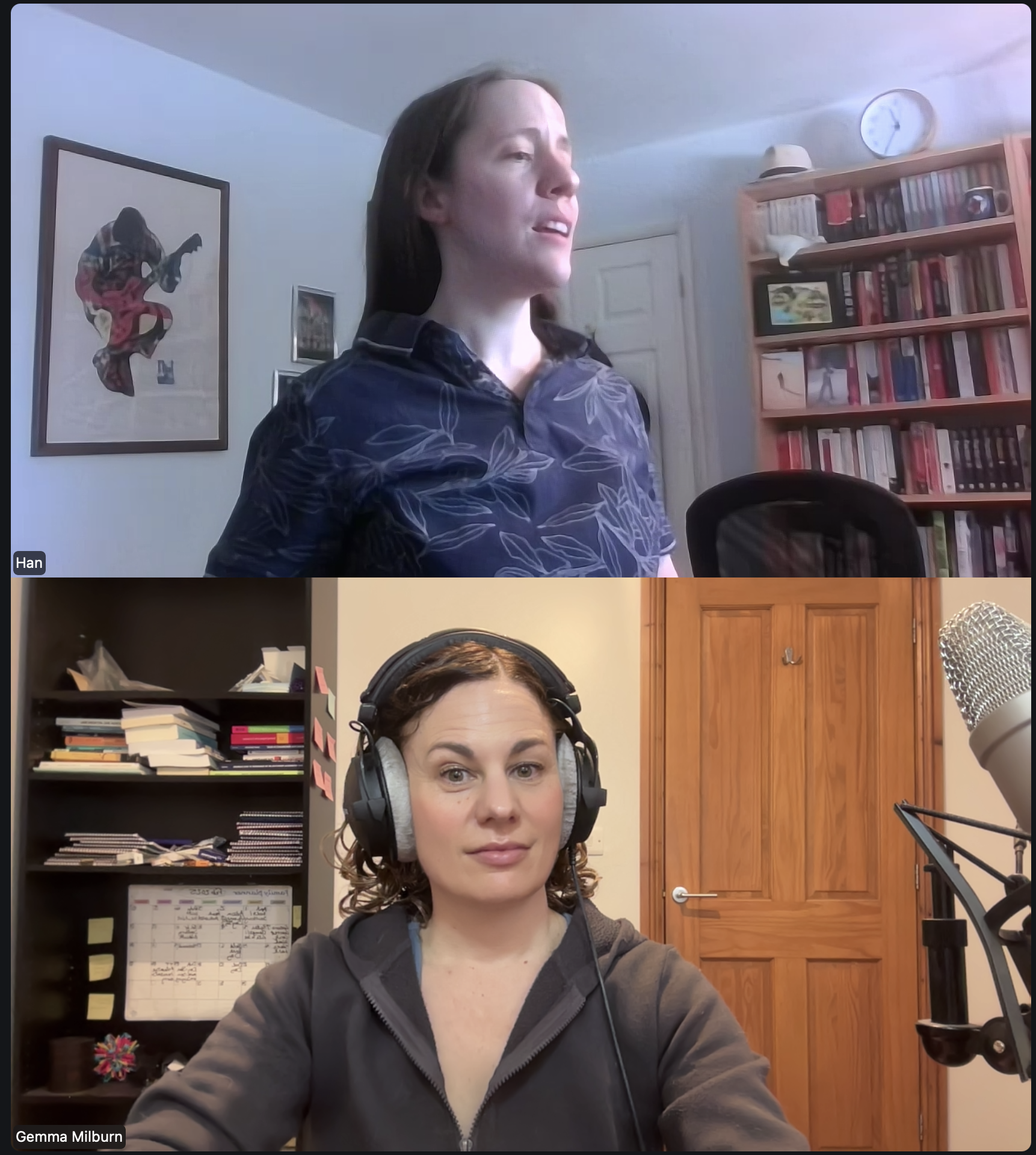 Gemma Milburn in online singing lesson with female singer