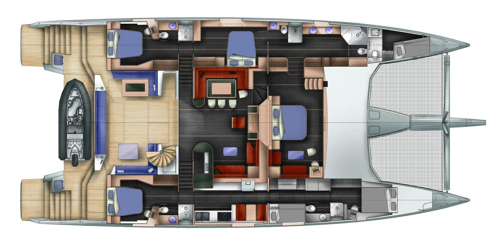 WindQuest’s Interior Layout. 85ft Length 41ft Width. 3,400 SqFt Living Space.