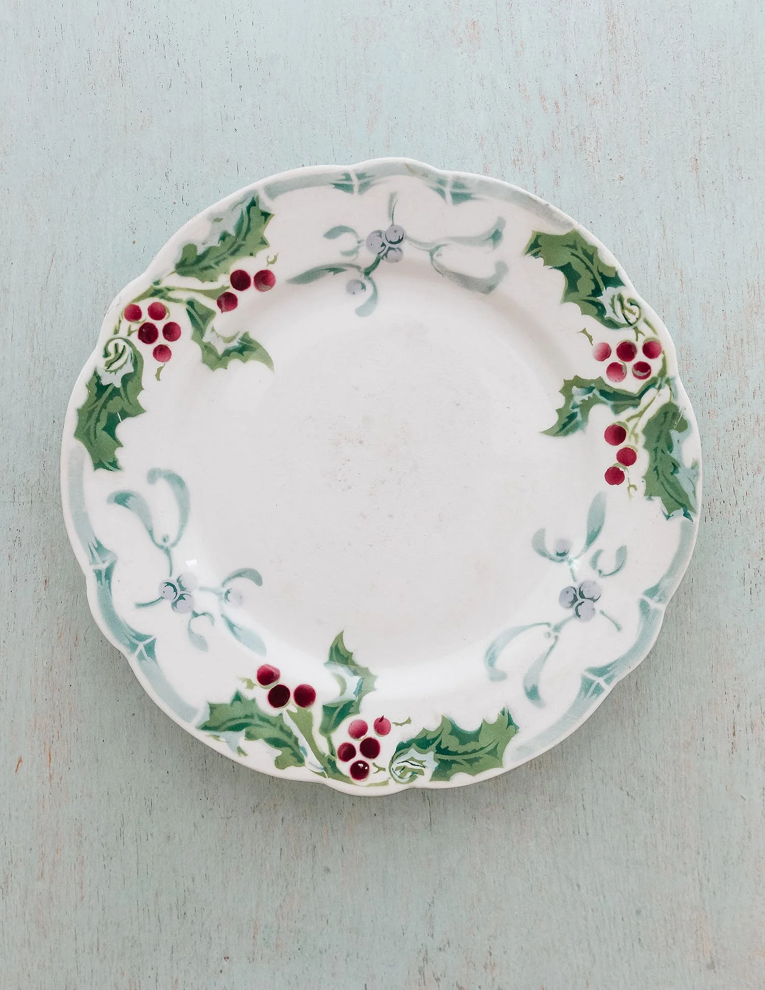 Antique French Holly Berry Compote