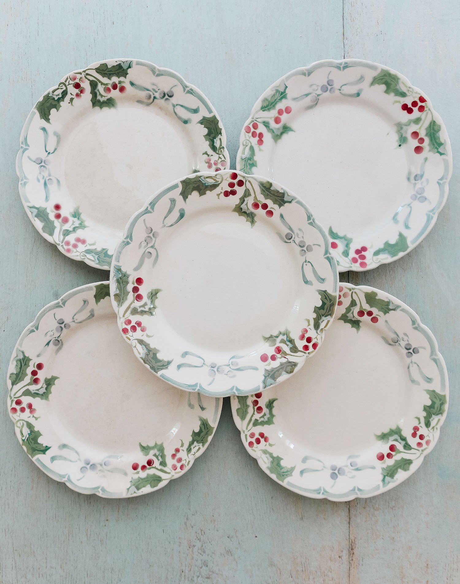 Antique French Holly Berry Plates