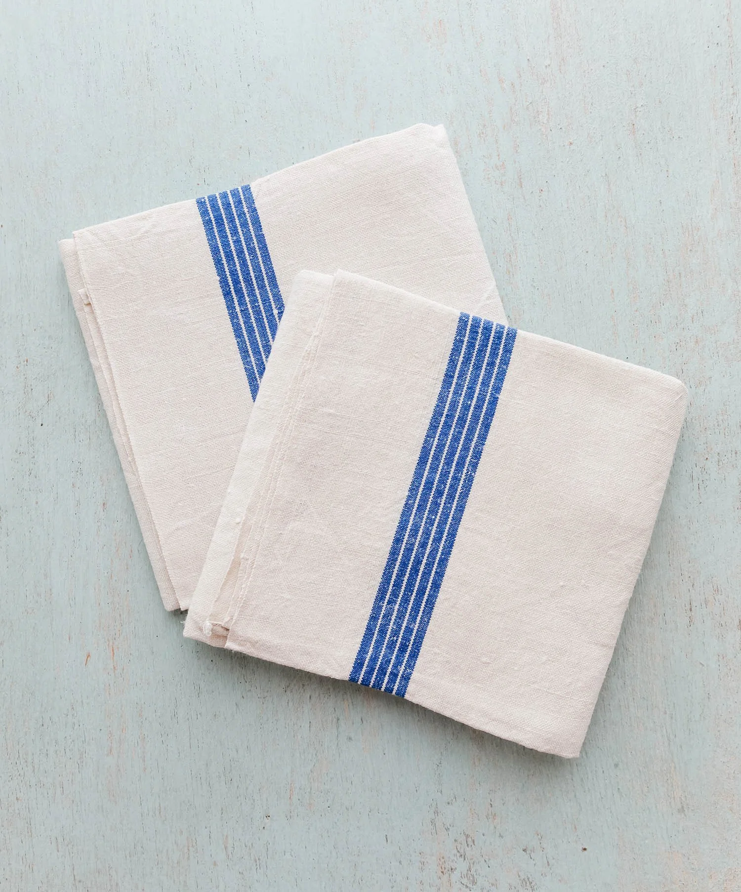Vintage French Blue Striped Towels No. 1