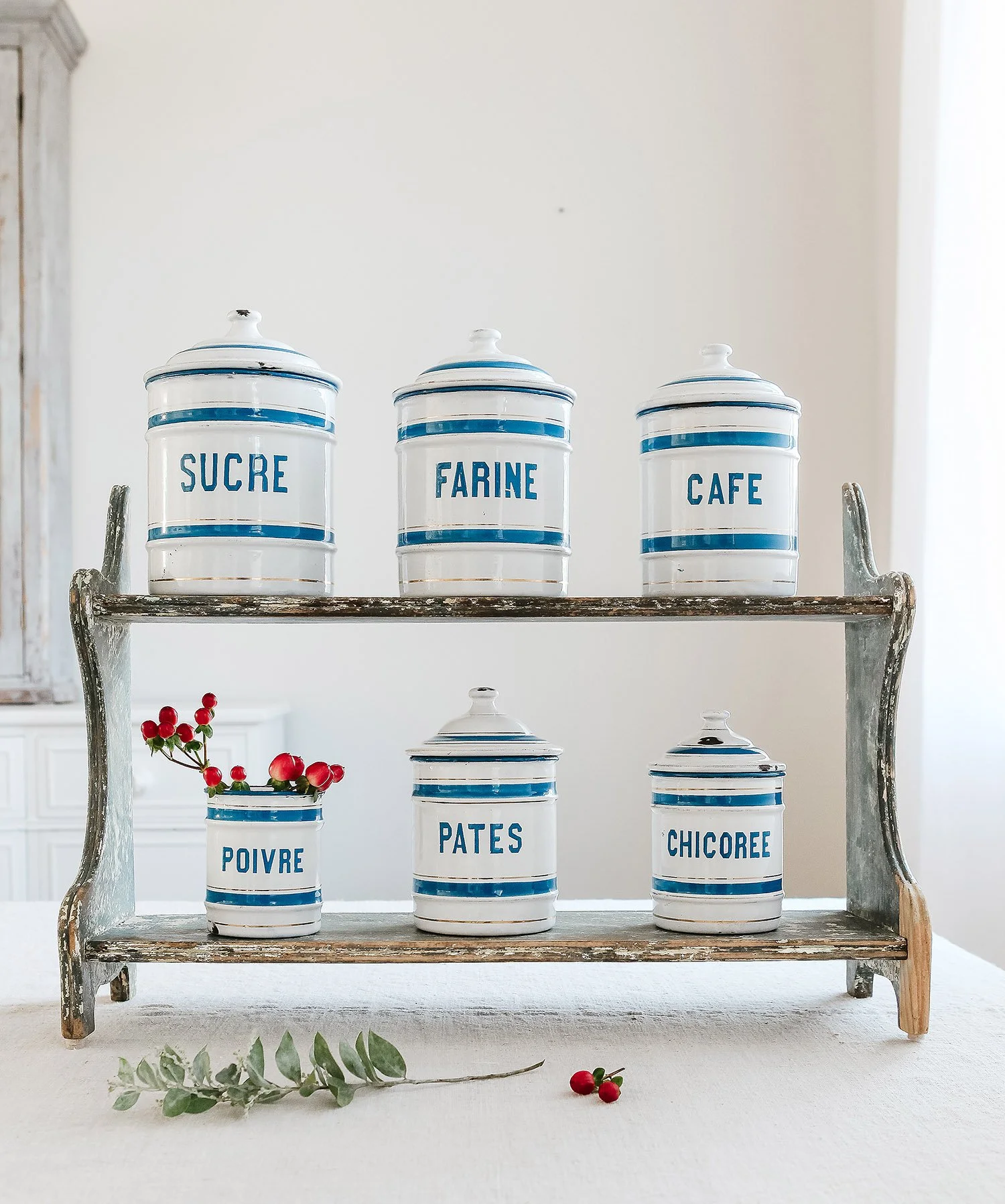 Vintage Belgian Enamel Canisters