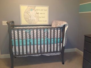 CRIB UPDATE WITH HAND PAINTED SIGN