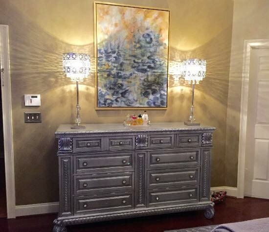 HAND PAINTED METALLIC SILVER DRESSER