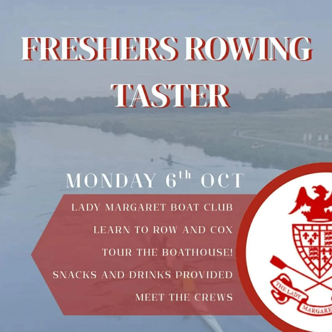 Fresher Taster Day - Free Pizza 🍕
Monday 6th Oct 11:00-15:00
ALL St John's students are invited to join and try out rowing and coxing at our open day at Lady Margaret Boathouse.

Look forward to seeing you there!! 🦅

@stjohnsjcr @samuelsroom @stjoh