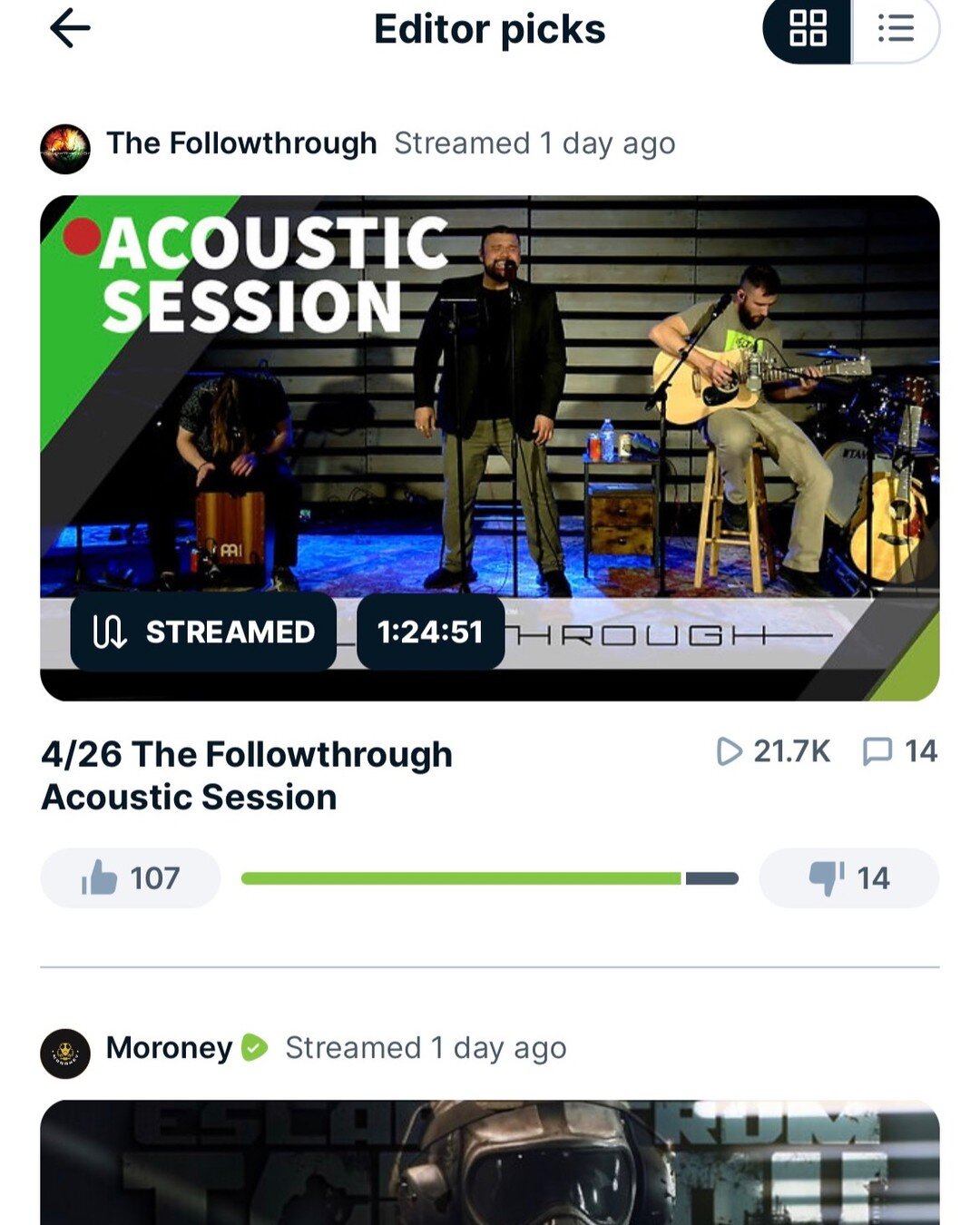 THANK YOU TO EVERYONE THAT ATTENDED!!! Last night we had a blast performing live for our &quot;Acoustic Session&quot;! This time we were featured on @rumblecreators 's Homepage and &quot;Editor Picks&quot; list! Currently at 21.7K views and counting!