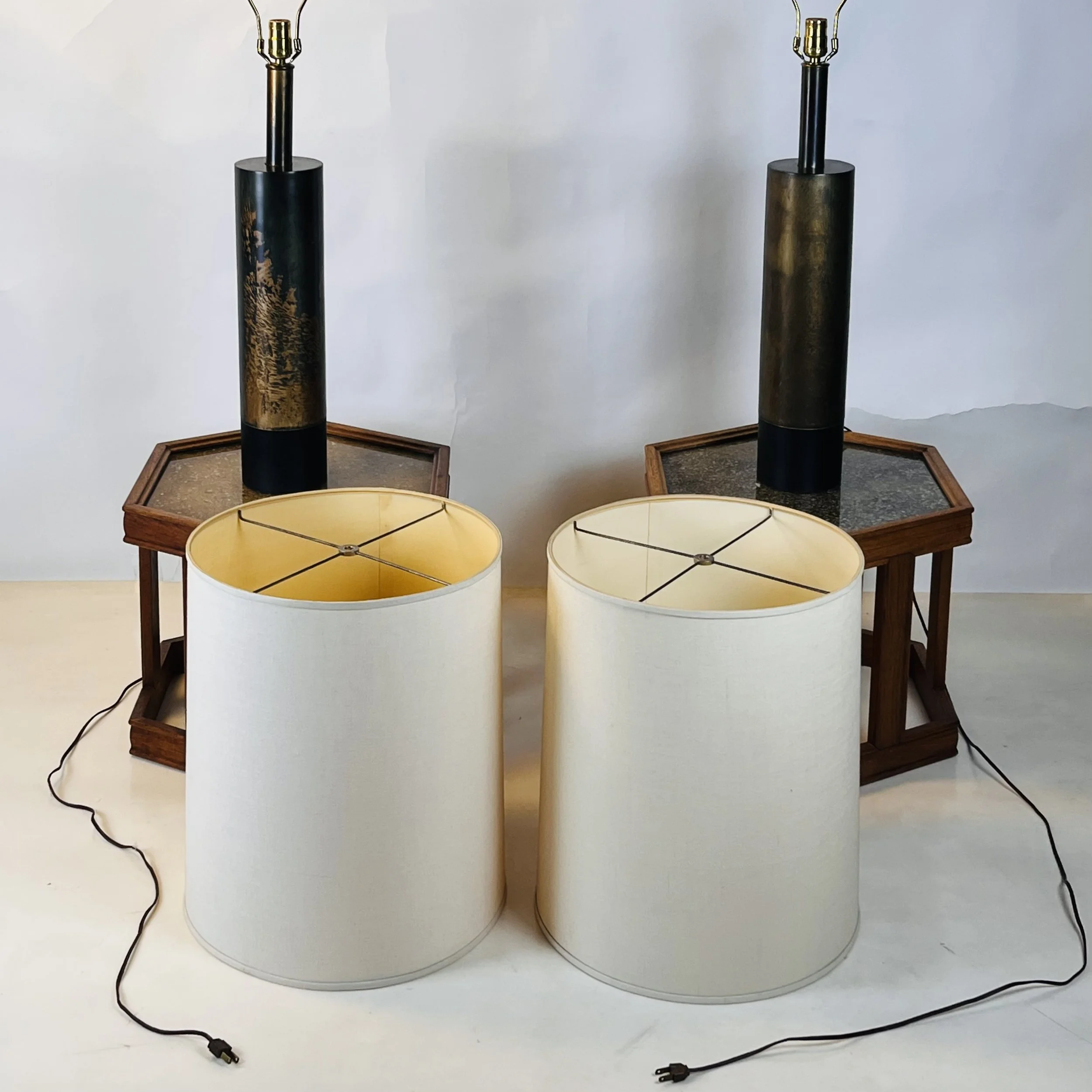 Large Laurel Etched Brass Lamps With Pristine Original Shades-9.jpg