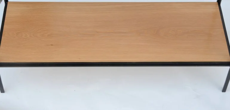 The 'Rectiligne' Narrow Iron and Oak End Table 6.jpg
