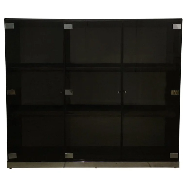 Rare Smoked Glass and Chrome Cabinet or Vitrine by Pierre Cardin