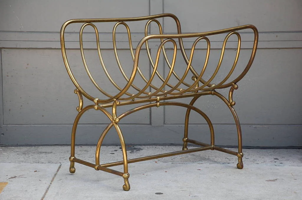 Unique Solid Brass Fireplace Wood Rack by Siegel Paris — Blend Interiors