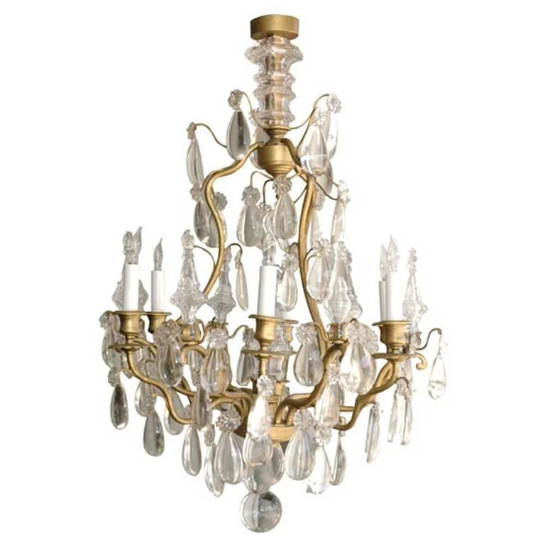 French 1940s Clear Tear Drop Chandelier by Maison Baguès