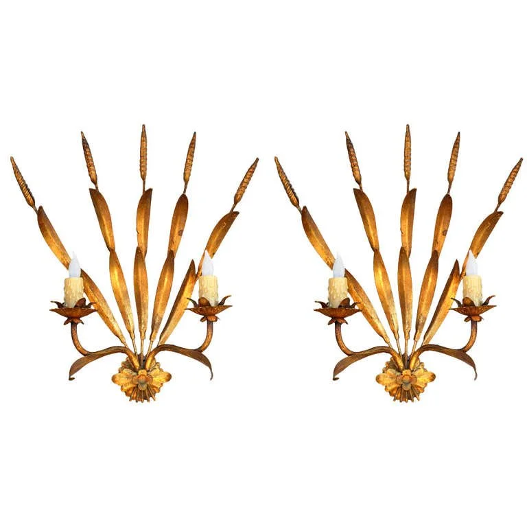 Pair Of Elegant French Gilt Metal Sconces