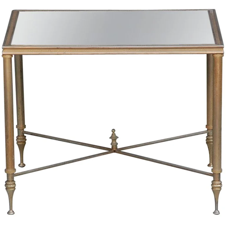 Elegant Gold Side Table with Antique Mirrored Glass