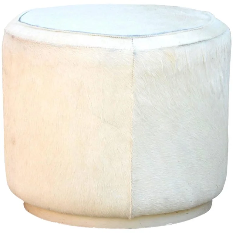 Hide Covered Cylinder Ottoman Stool
