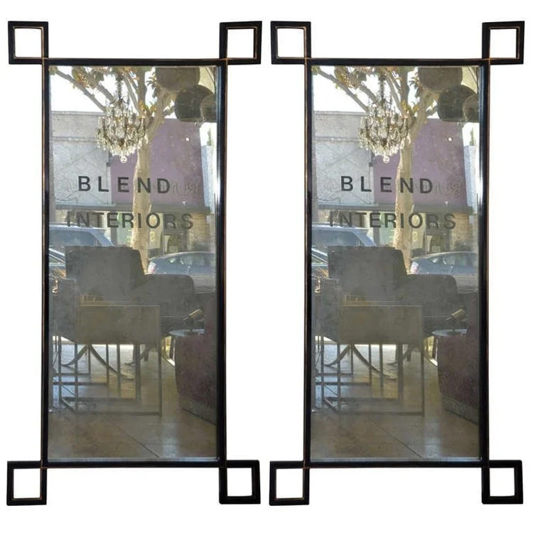 Pair of 'Oxyde' Tall French Industrial Mirrors