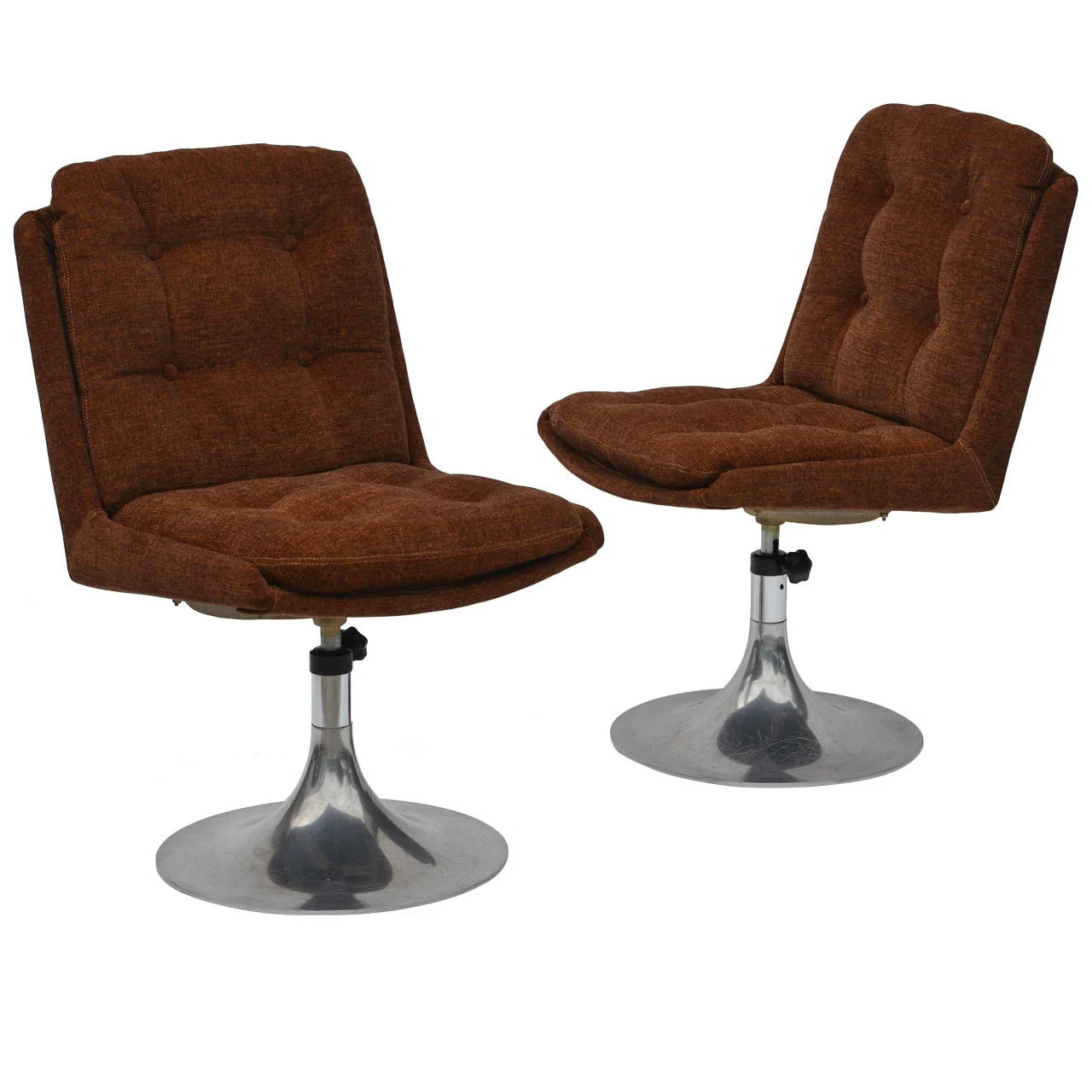 Pair of Unusual French 1960s Pedestal Chairs in the Style of Roger Tallon