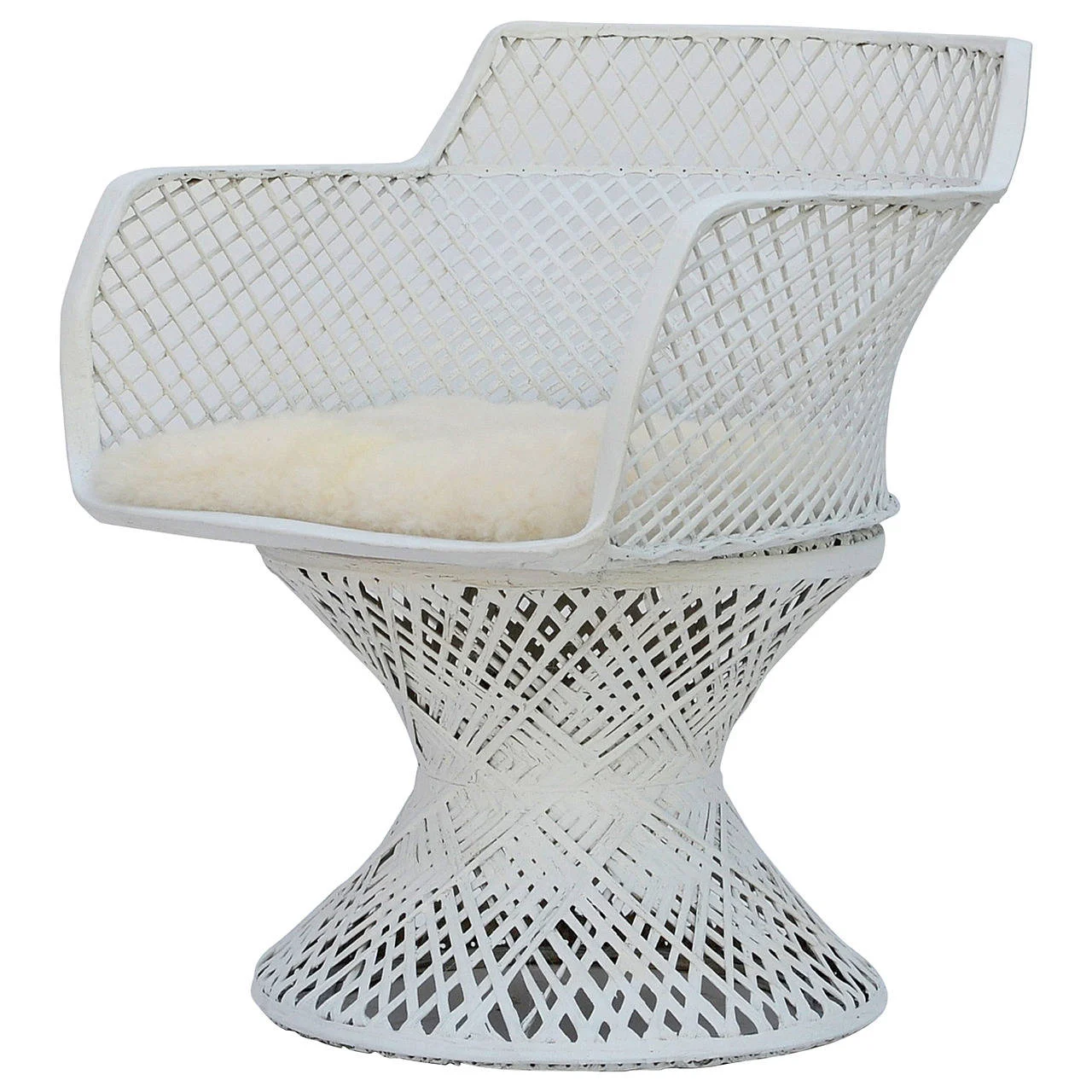 Vintage Russell Woodard Spun Fiberglass Chair with Alpaca Seat Cover