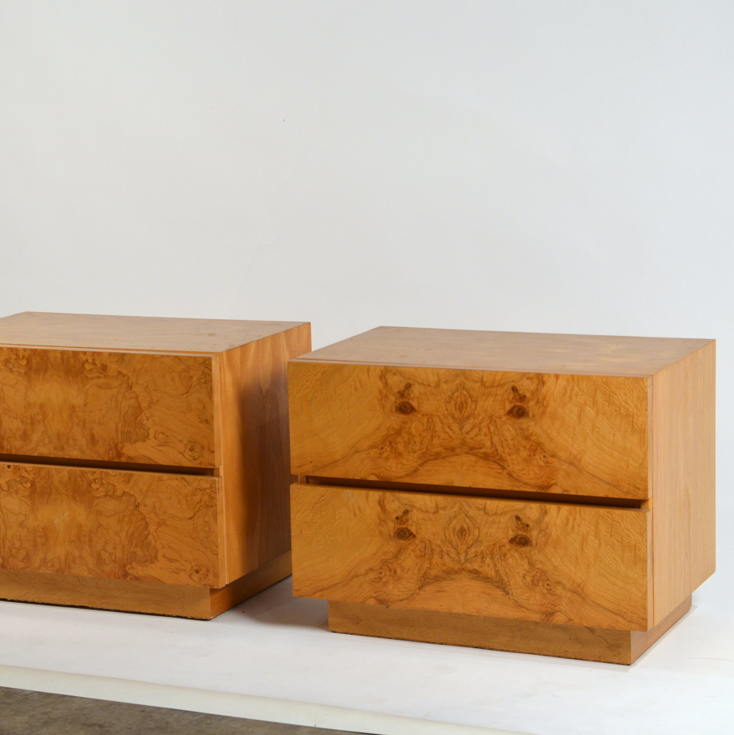 Pair of Minimalist 'Amboine' Burl Wood 
