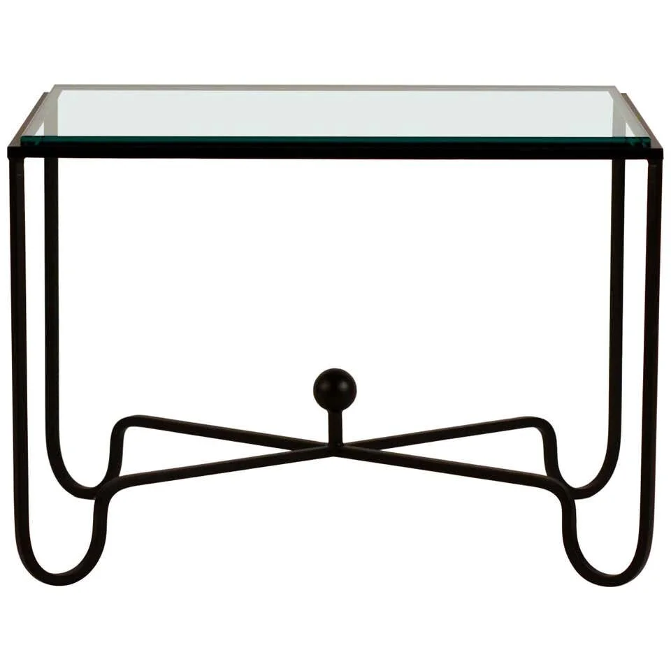 Chic Blackened Steel and Glass 'Entretoise' Side Table by Design Frères