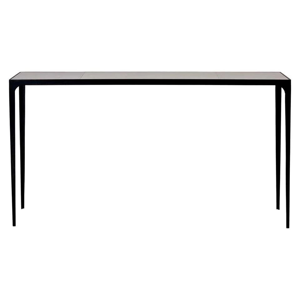 Large 'Esquisse' Blackened Iron and Goatskin Console by Design Frères