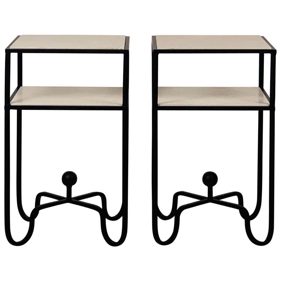 Pair of 2-Tier 'Entretoise' Side Tables by Design Frères