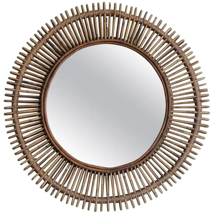The 'Oculus' Round Rattan Convex Mirror