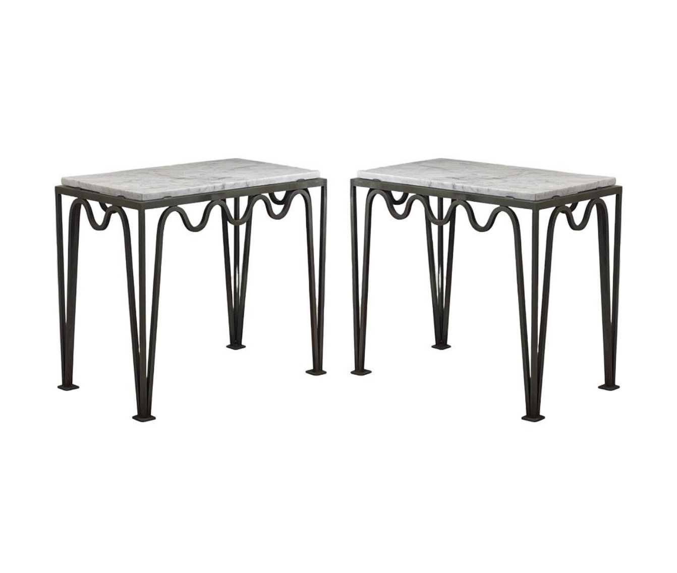 'Méandre' Verdigris and Marble Side or End Table by Design Frères