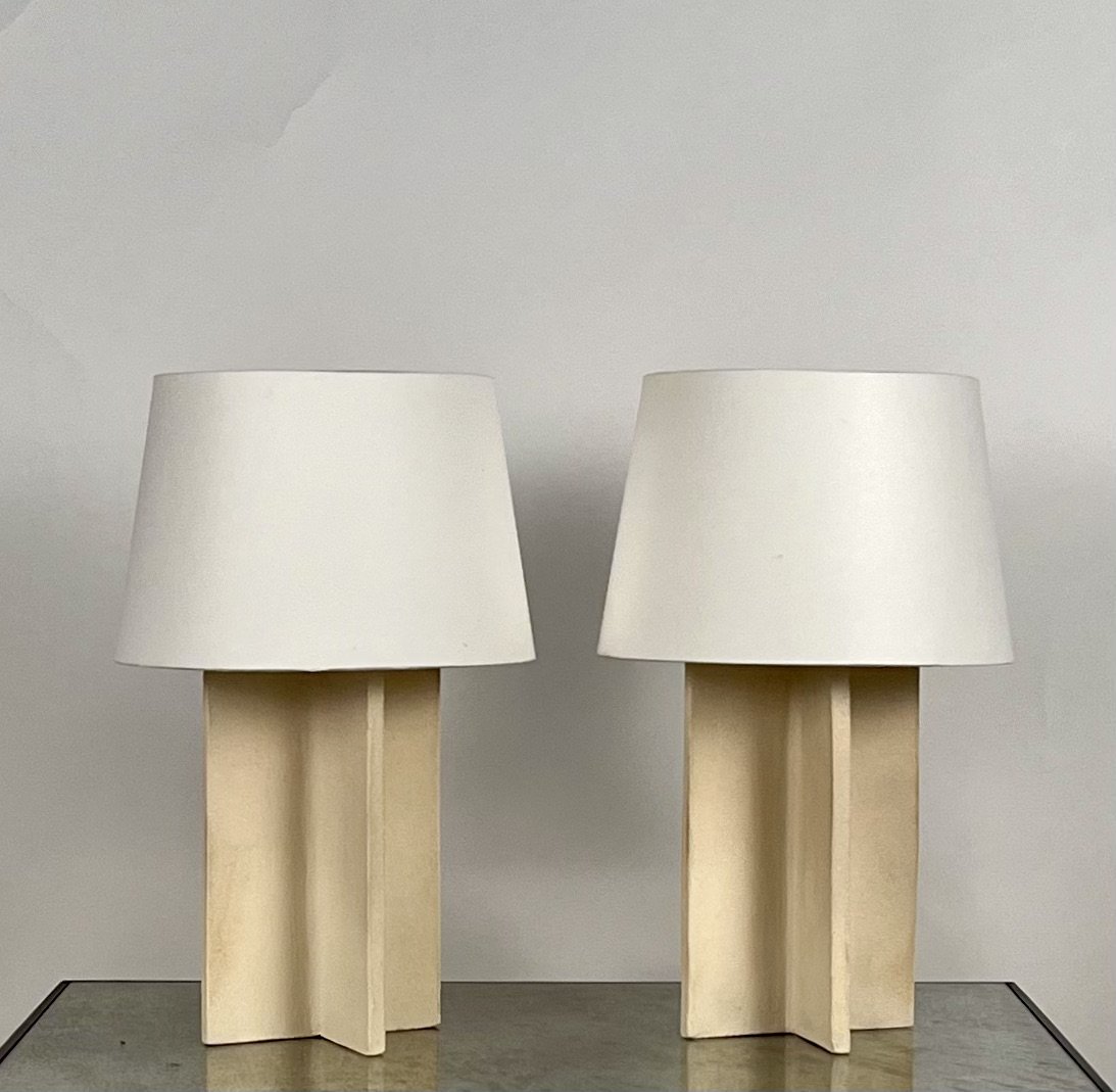 Pair of White Ceramic CROISILLON Lamps IMG_6015 2.jpeg