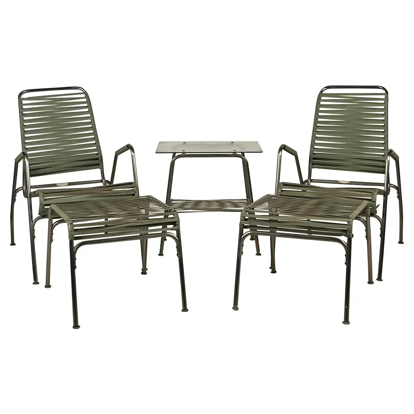 Rare Set of American Mid-Century Stainless Steel Patio Furniture