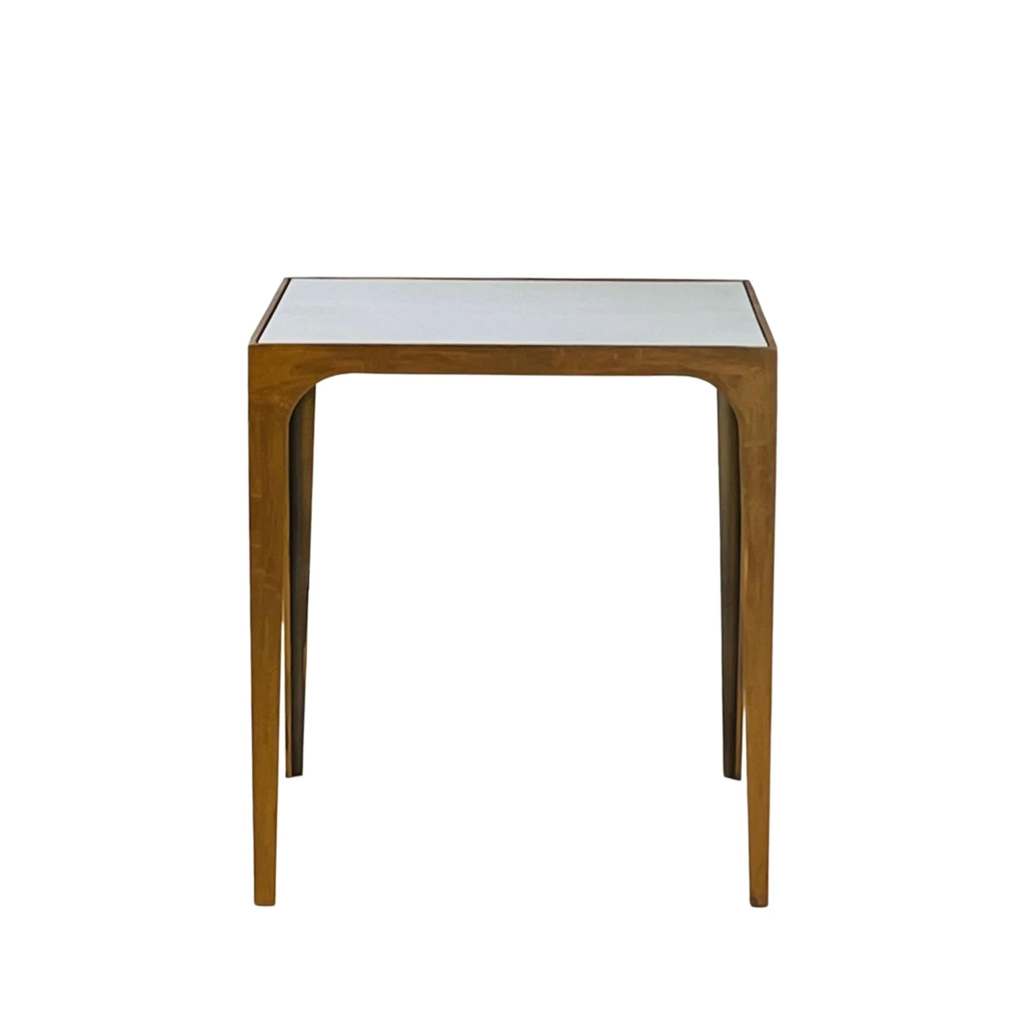 'Esquisse' Gilt Finish and Goatskin Top Side Table by Design Frères
