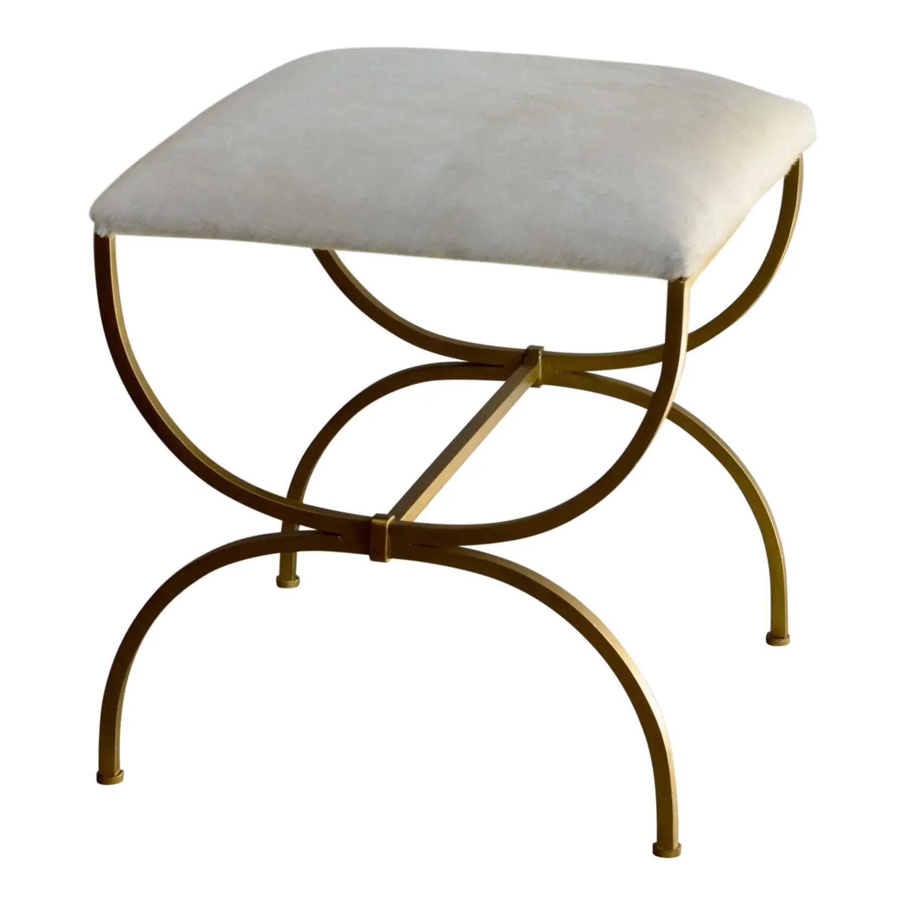 Single Strapontin gilt white hide.webp