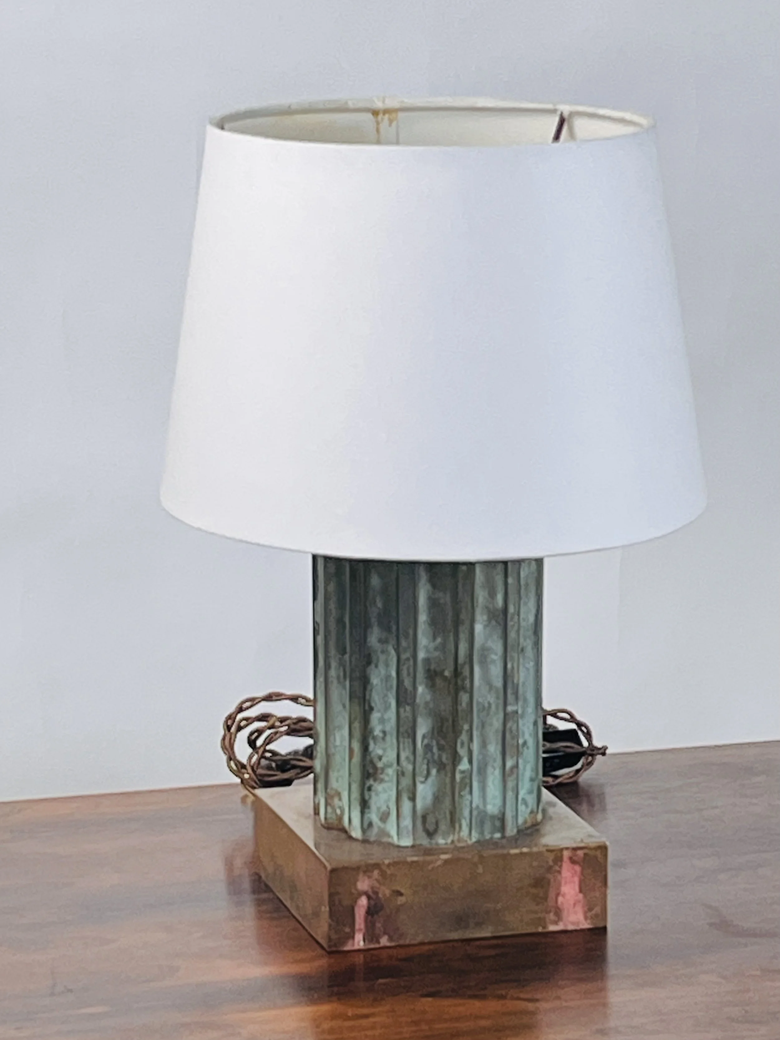 Small Bronze & Brass Neoclassical Column Lamp-2.jpg