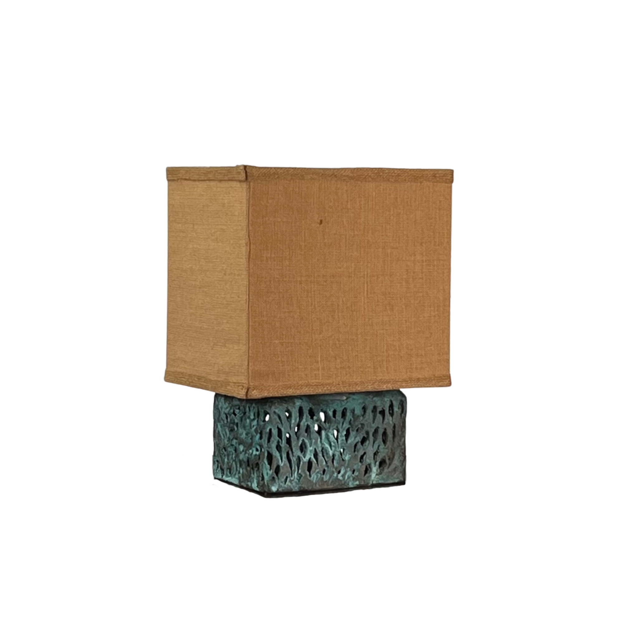 Unique Welded and Patinated Bronze Lamp in the style of Harry Bertoia