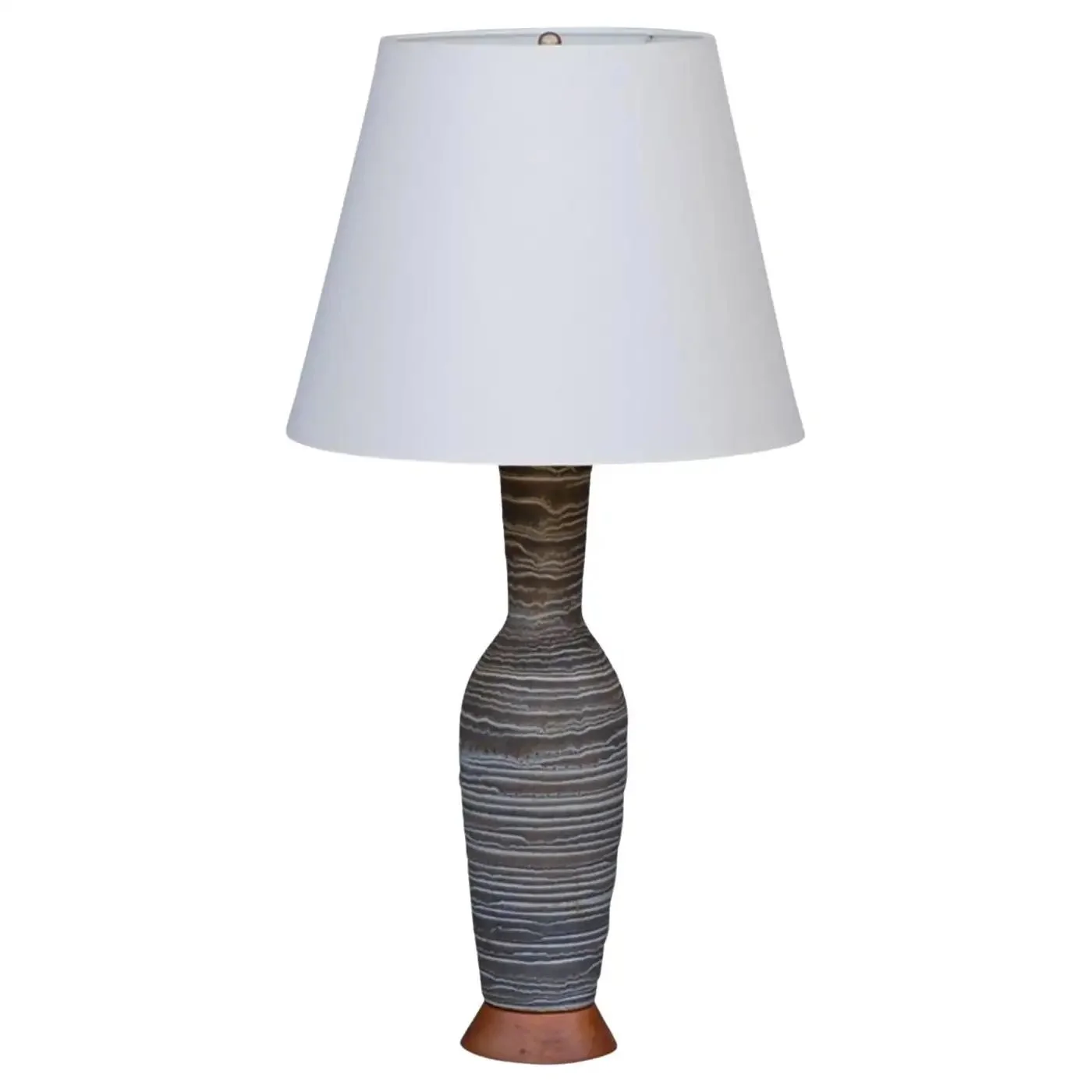 Ribbed Salt Glaze Ceramic Lamp by Lee Rosen for Design Technics