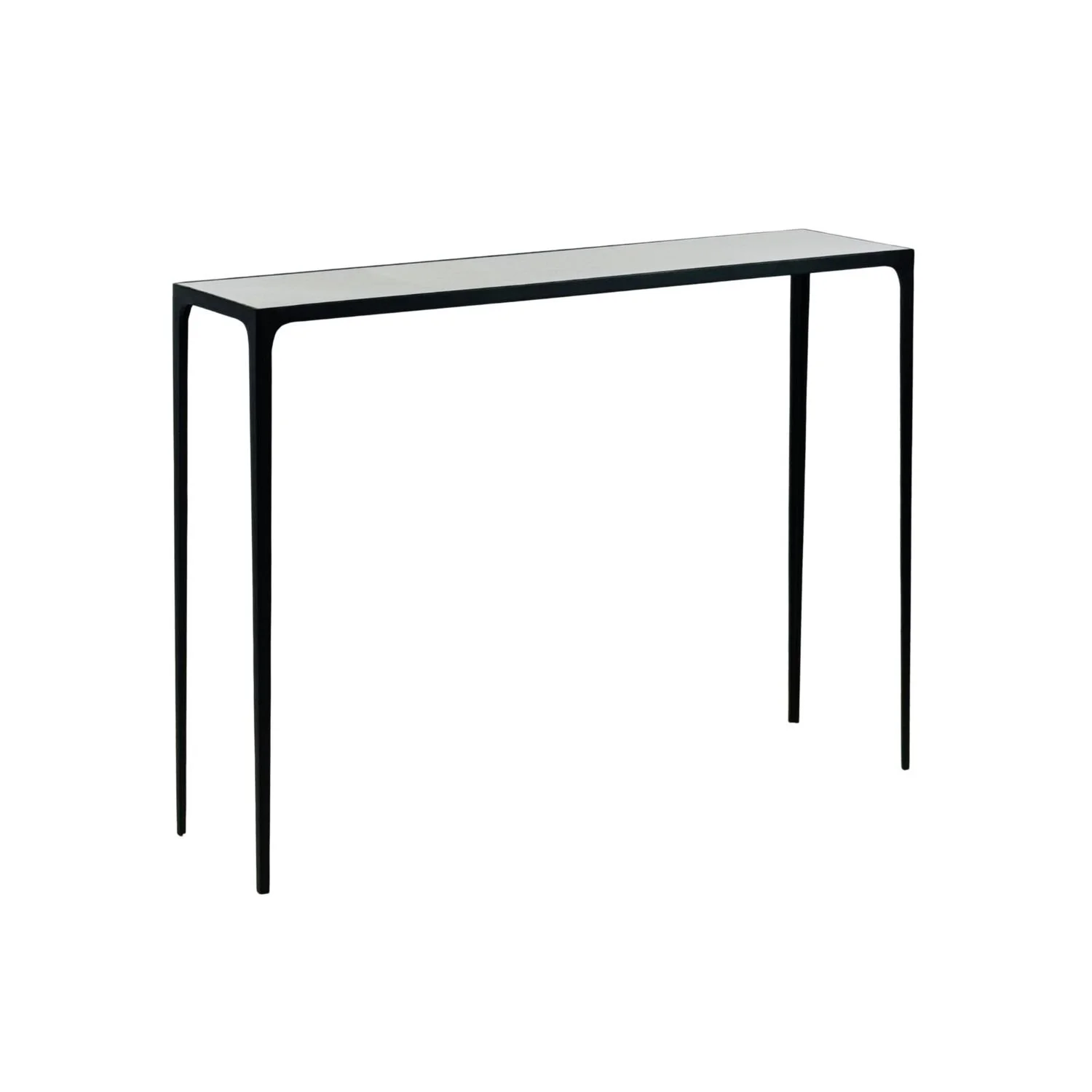 Slender 'Esquisse' Wrought Iron and Parchment Console by Design Frères