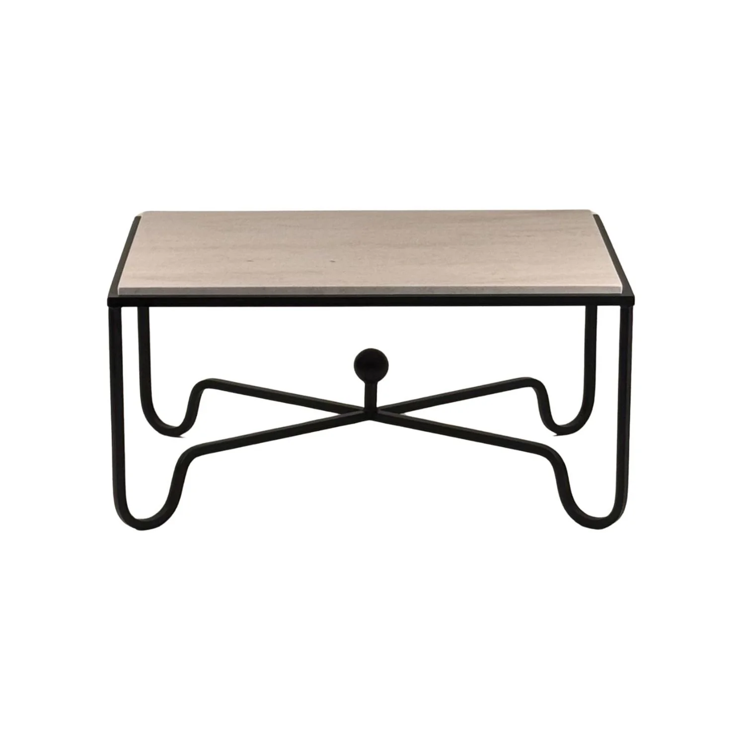 Cream Limestone 'Entretoise' Coffee Table by Design Frères