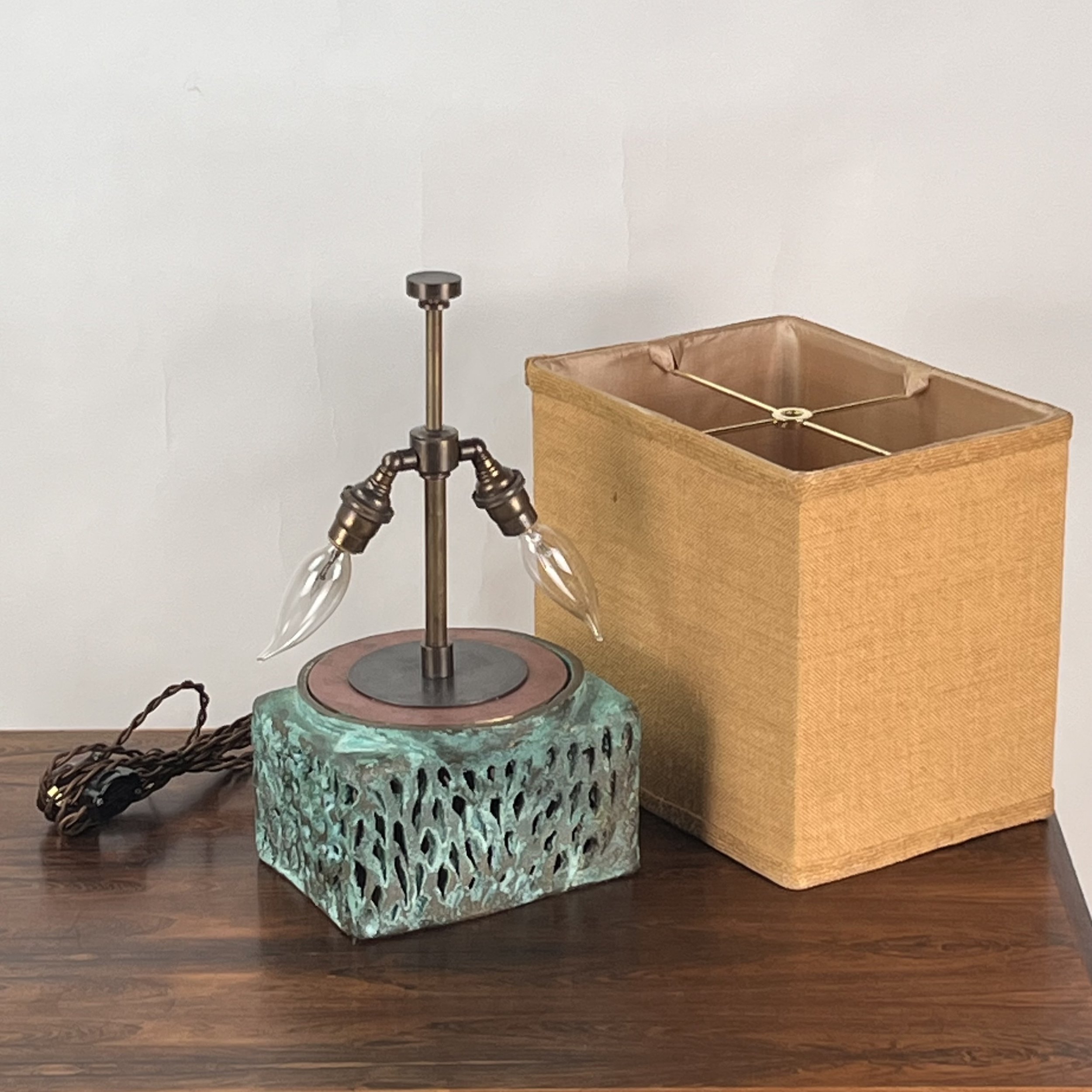 Patinated Bronze Bertoia Style Lamp-8.jpg