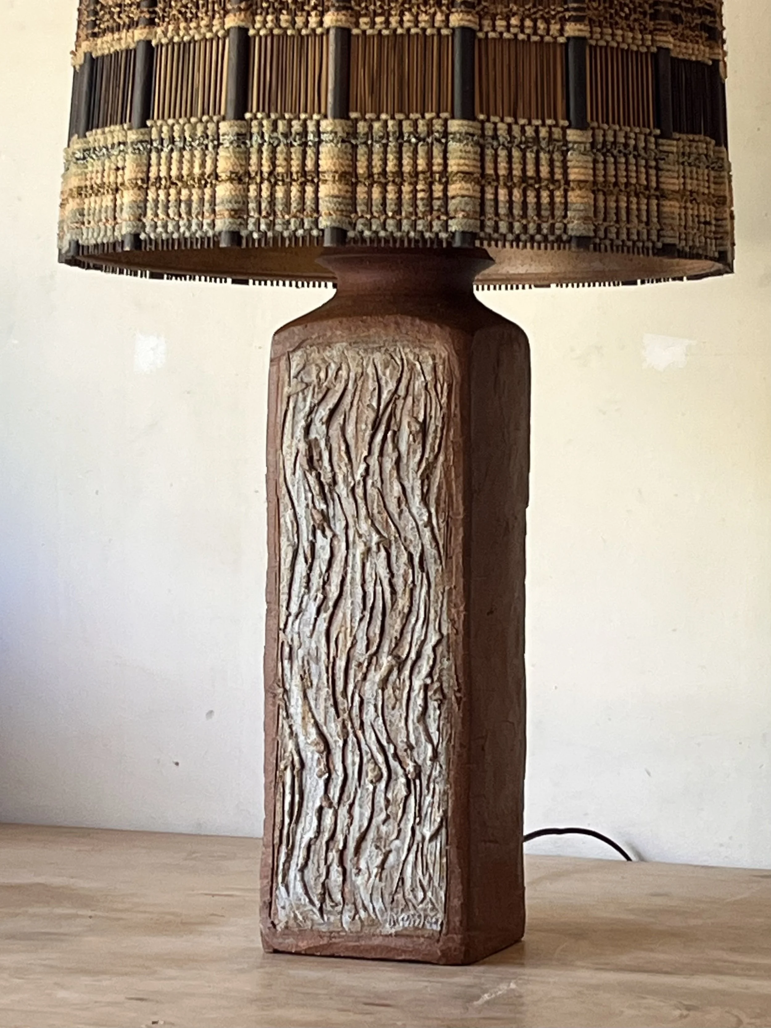 Textured Terracotta lamp with Maria Kipp shade-4.jpg