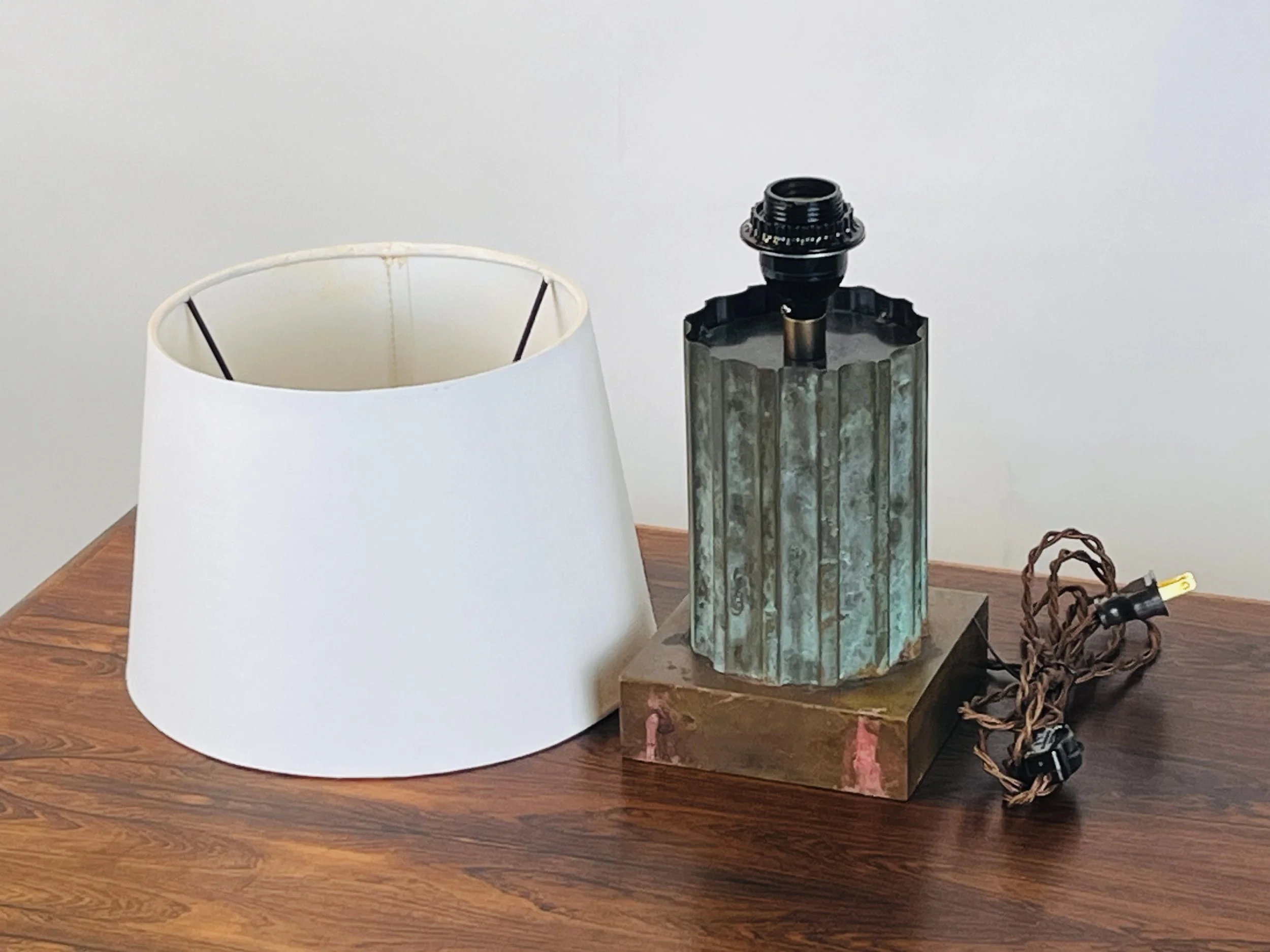 Small Bronze & Brass Neoclassical Column Lamp-5.jpg