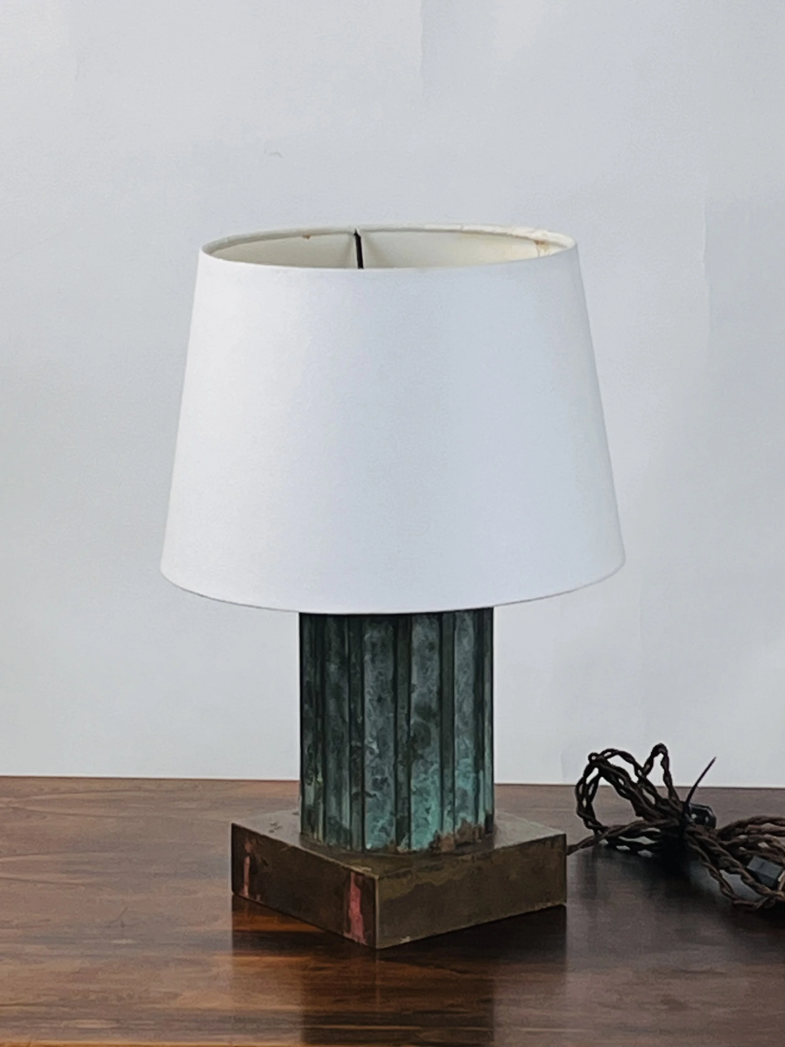Small Bronze & Brass Neoclassical Column Lamp-1.jpg