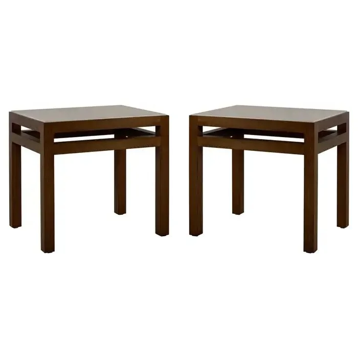 Pair of 'Tenon' Oak and Parchment End or Side Tables by Design Frères