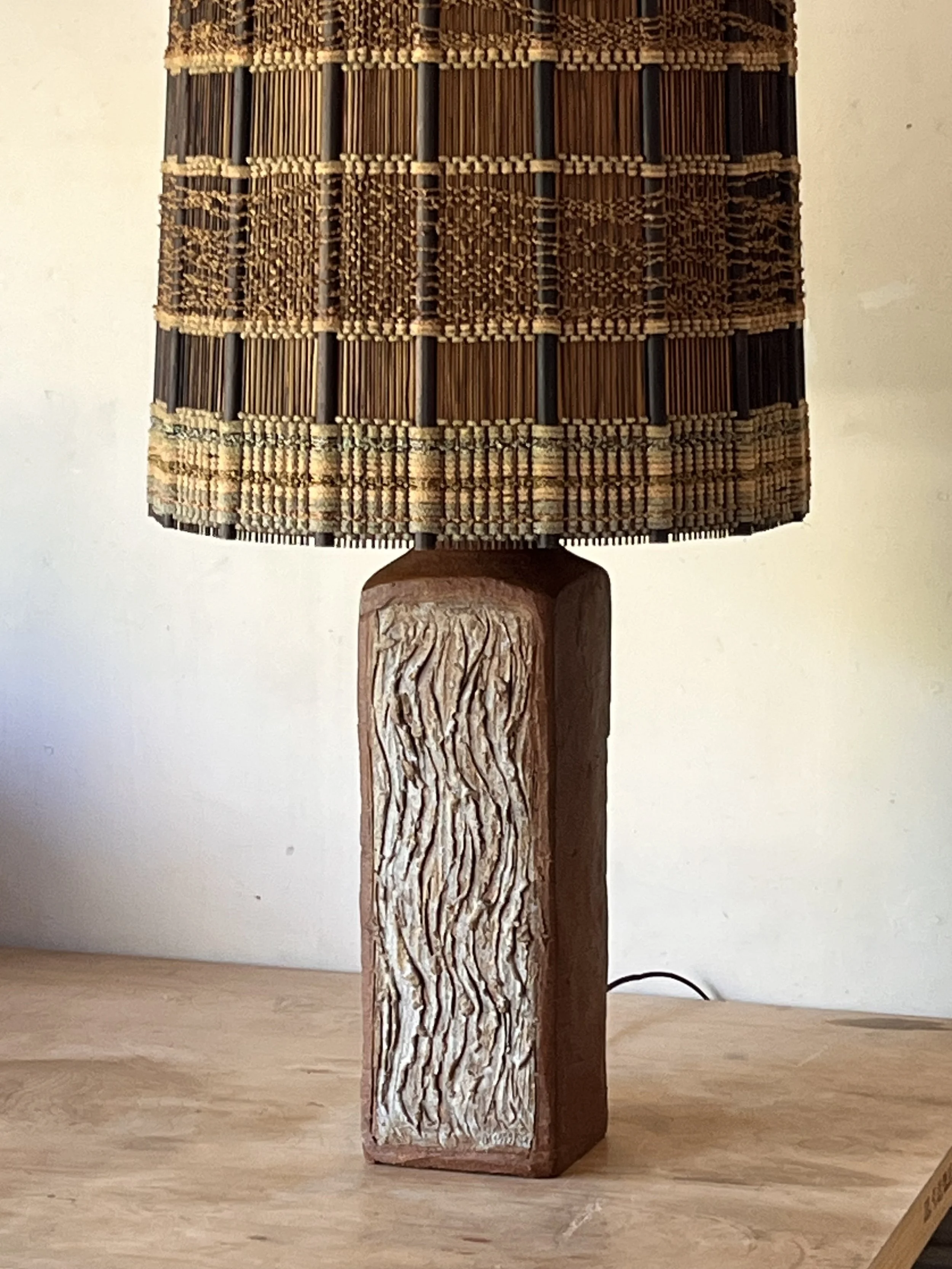 Textured Terracotta lamp with Maria Kipp shade-2.jpg